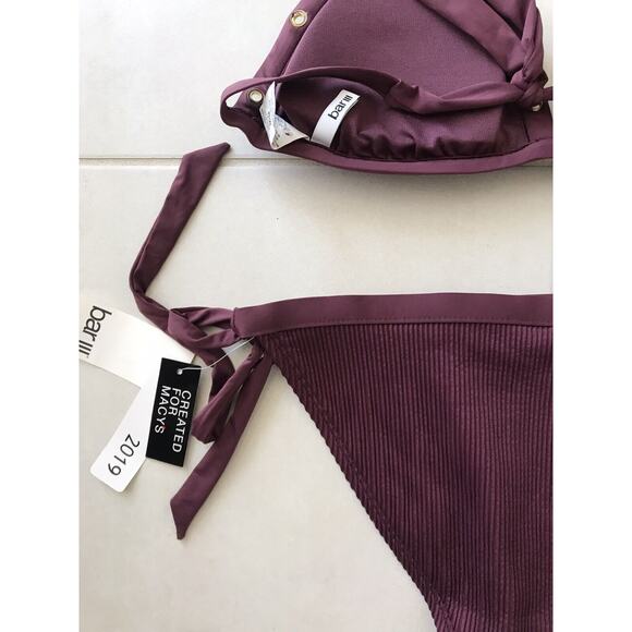 Bar III Bikini Set Ribbed Grommet Halter Padded Swimwear - Picture 10 of 10